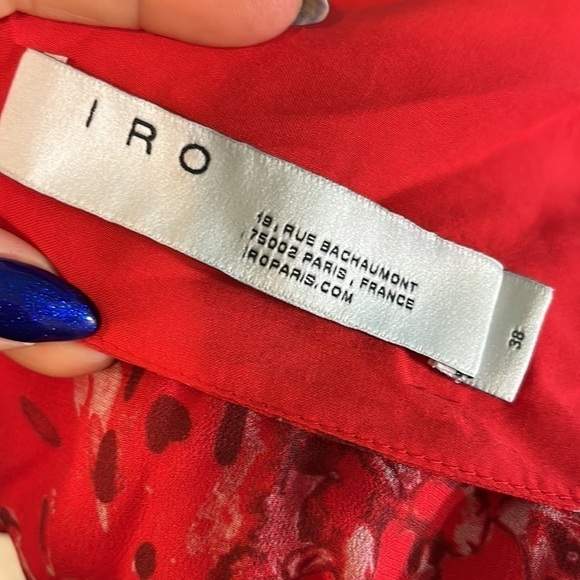 IRO Blame Dress Asymmetrical Hem Floral Red Size 38/6 - Picture 8 of 12